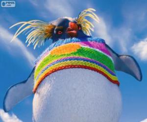 Puzzle Lovelace, ένα παράξενο πιγκουίνος με ένα χρωματιστό πουλόβερ μαλλί, Happy Feet 2